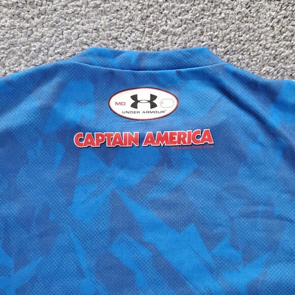 Under Armour shirt Mens Medium Blue Captain America Marvel Compression Gym - Picture 5 of 10
